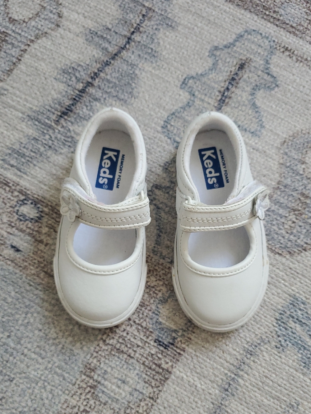 Keds Baby Girls Mary Jane Ella White Leather Sneakers Sz5